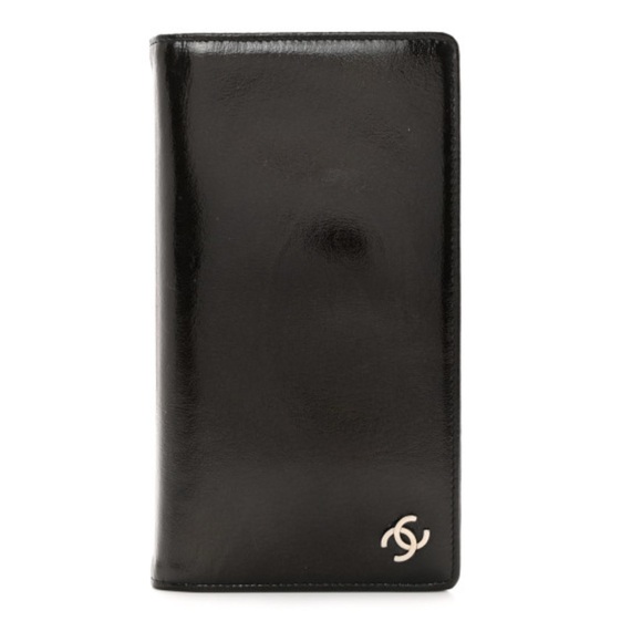 CHANEL Grained Patent CC Yen Wallet Black - Picture 1 of 11